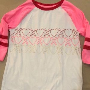 Cat & Jack Long Sleeve Heart ❤️ T-Shirt size 10/12